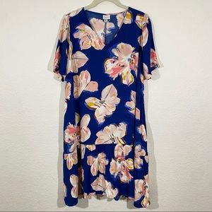 A New Day sz:M Blue Pink Floral Dress